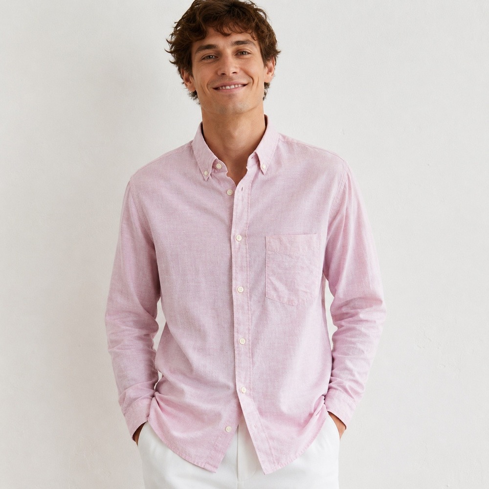 H&M L.O.G.G. Mens Pink Cotton Button Down Shirt Regular Fit Small 0686564 0